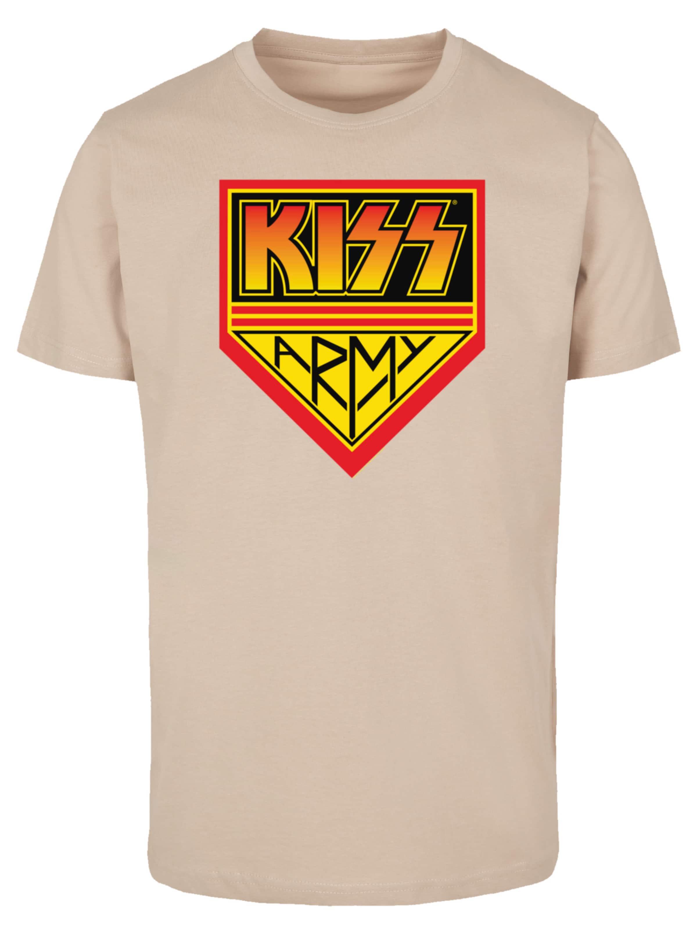 T-Shirt 'Kiss Army Logo' F4NT4STIC en beige : devant