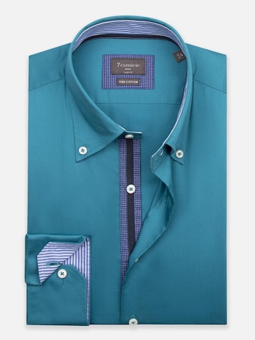 Slim fit Camicia business 'Roma Iconic Satin Man Shirt Green' di 7Camicie in verde
