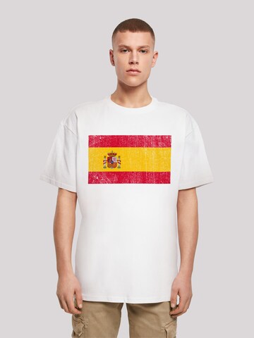 T-Shirt 'Spain Spanien Flagge distressed' F4NT4STIC en blanc : devant