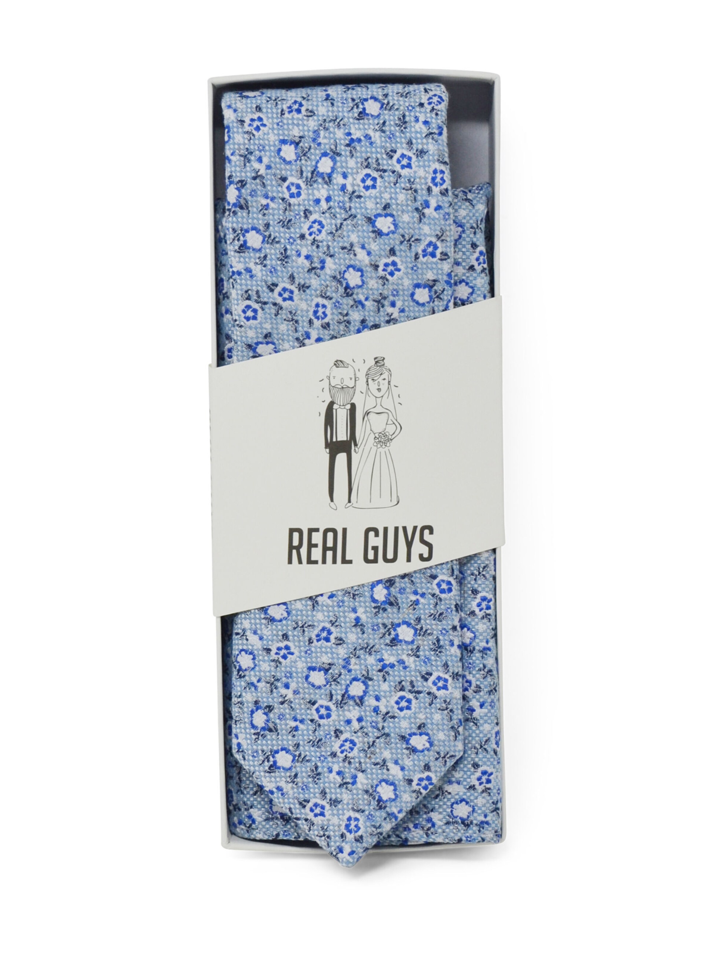 Real Guys Krawatten-Set mit Einstecktuch in Blau