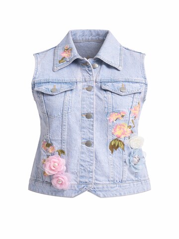 IT'S BASIC Vest 'FLORAL DENIM WAISTCOAT' in Blue
