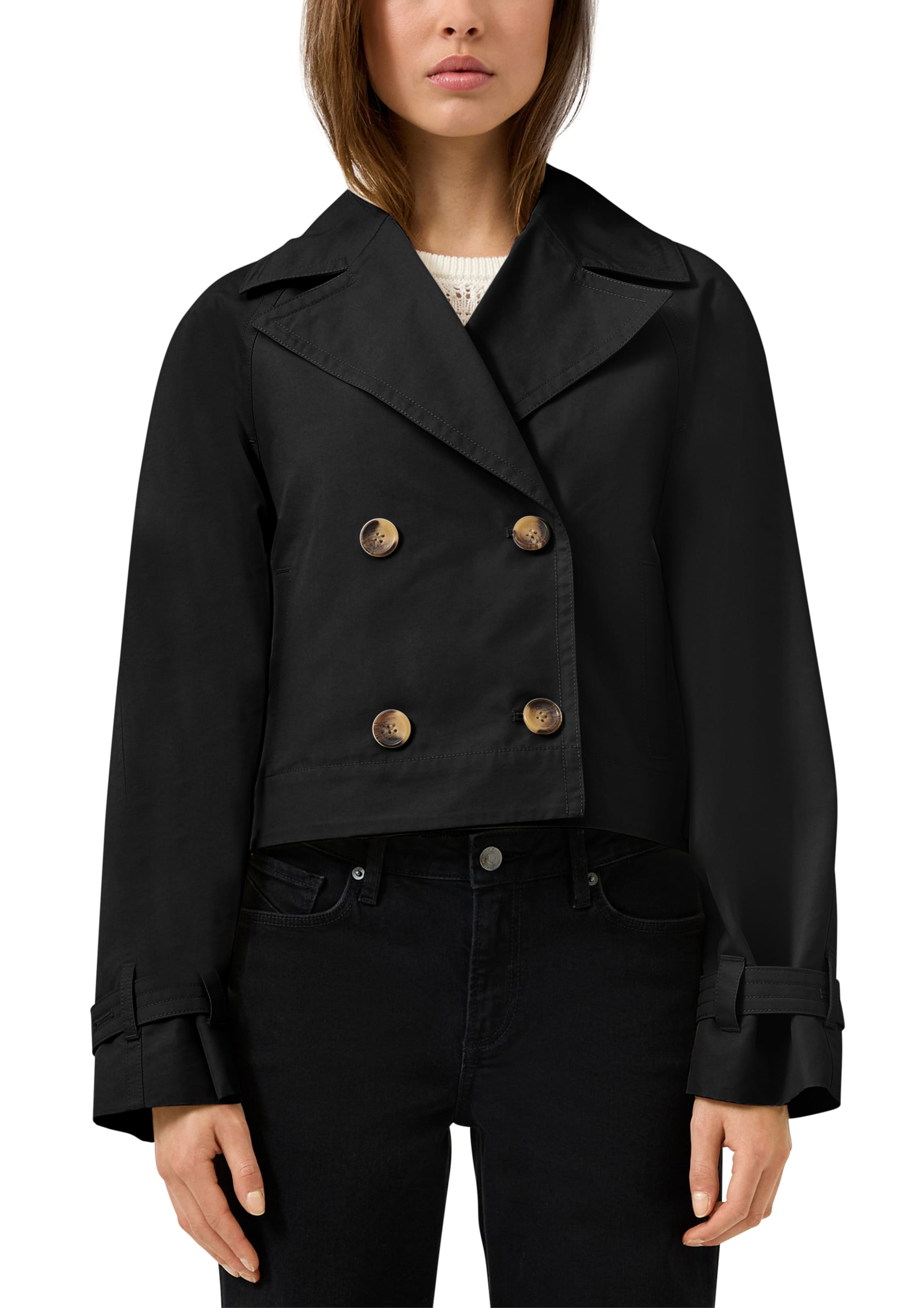 QS Between-season jacket in Black: front
