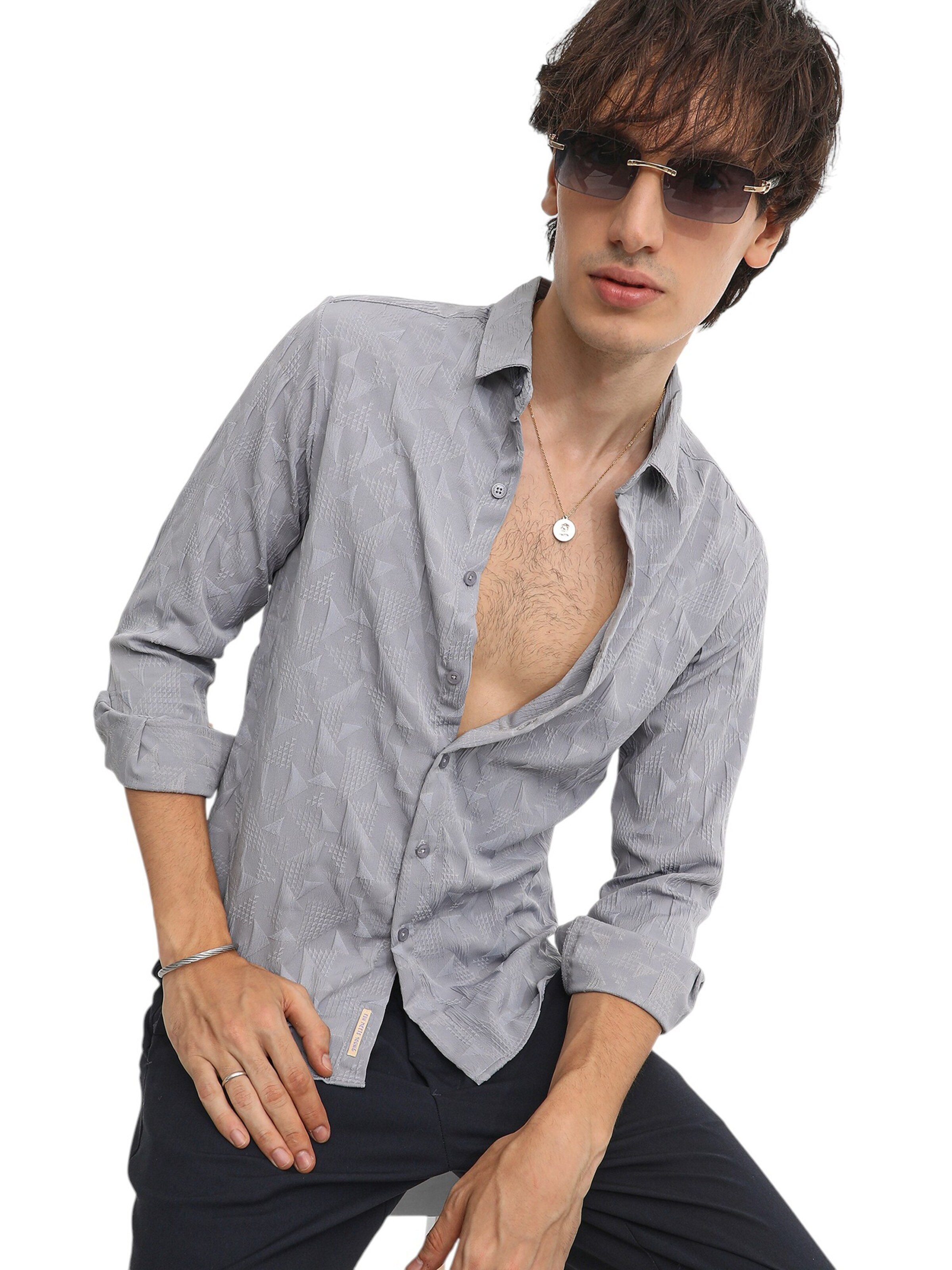 Campus Sutra Rovný strih Košeľa 'Tianna' - Sivá