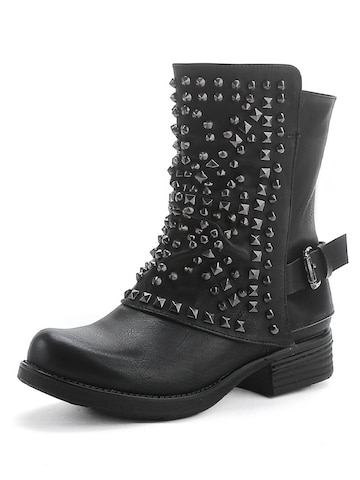 Pogolino Boots 'Damen Biker Boots Nieten Stiefeletten ST03' in Schwarz: Vorderseite