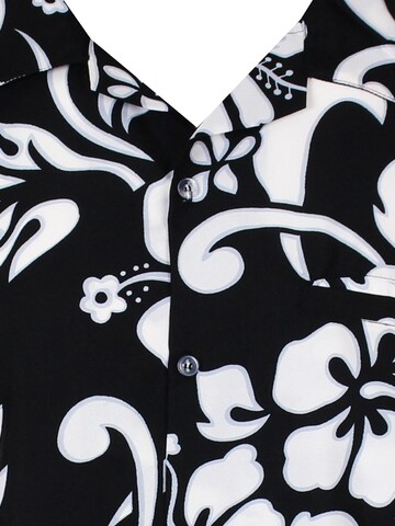 King Kameha Shirt 'Hibiscus'‌‌‌‌‌‌‌‌ in Schwarz