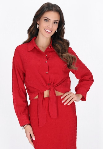 faina Blouse 'Festive' in Rood: voorkant
