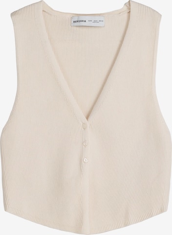 Bershka Gebreide bodywarmer in Beige: voorkant