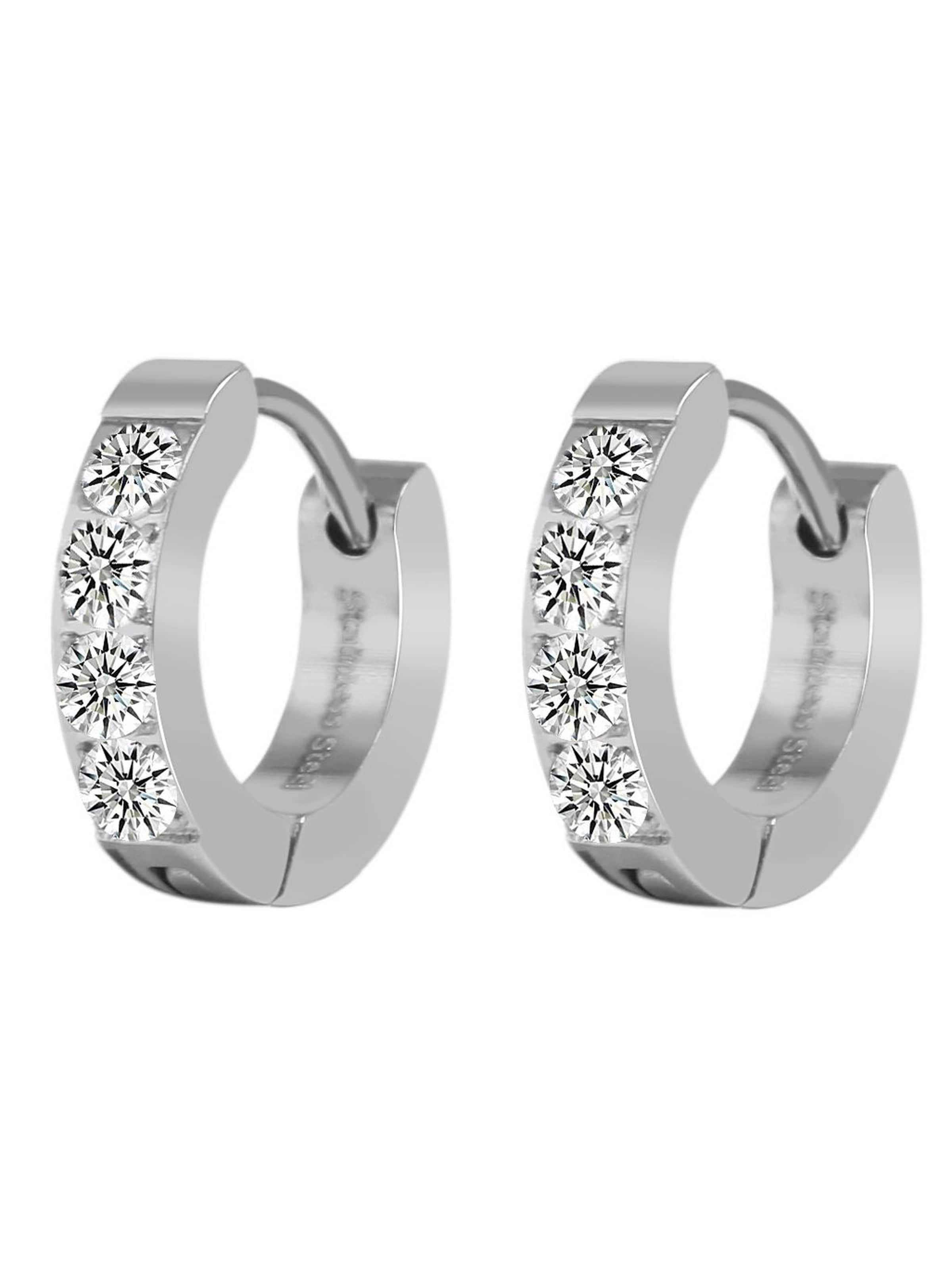 Akzent Ohrringe 'Edelstahl, D: 9 mm | 3 mm breit, Sicher & Robust &'‌‌‌‌‌‌‌‌‌‌ in Silber: Vorderseite