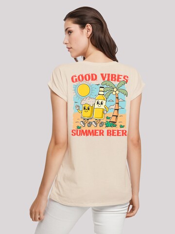 F4NT4STIC Shirt 'Summer Time Vintage Beer Cartoon' in Beige: voorkant
