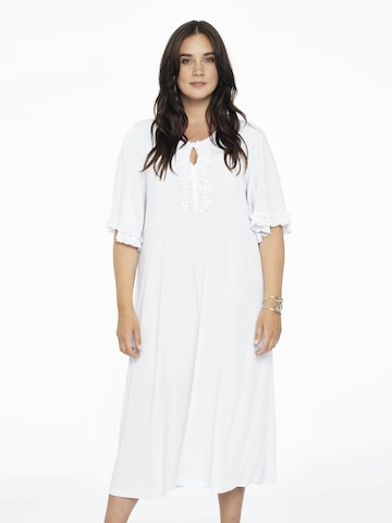 Yoek Dress 'Dolce' in White: front