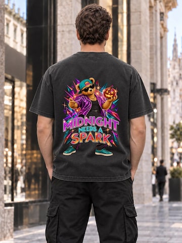 LUNØIR Studio Shirt 'TEDDY Midnight Spark' in Black
