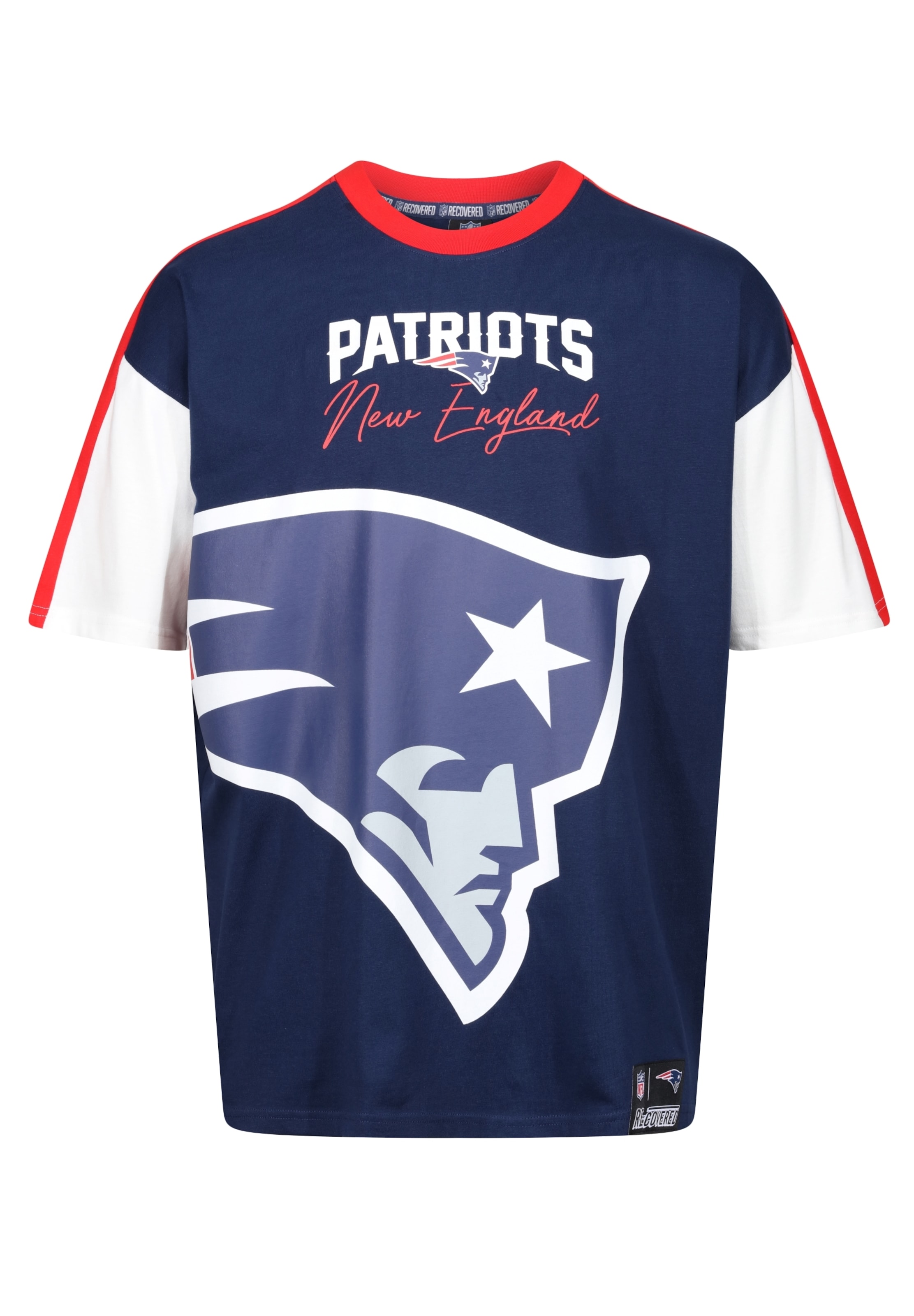 Recovered T-Shirt 'NFL Patriots New England Cut and Sew Oversized' in Blau: Vorderseite