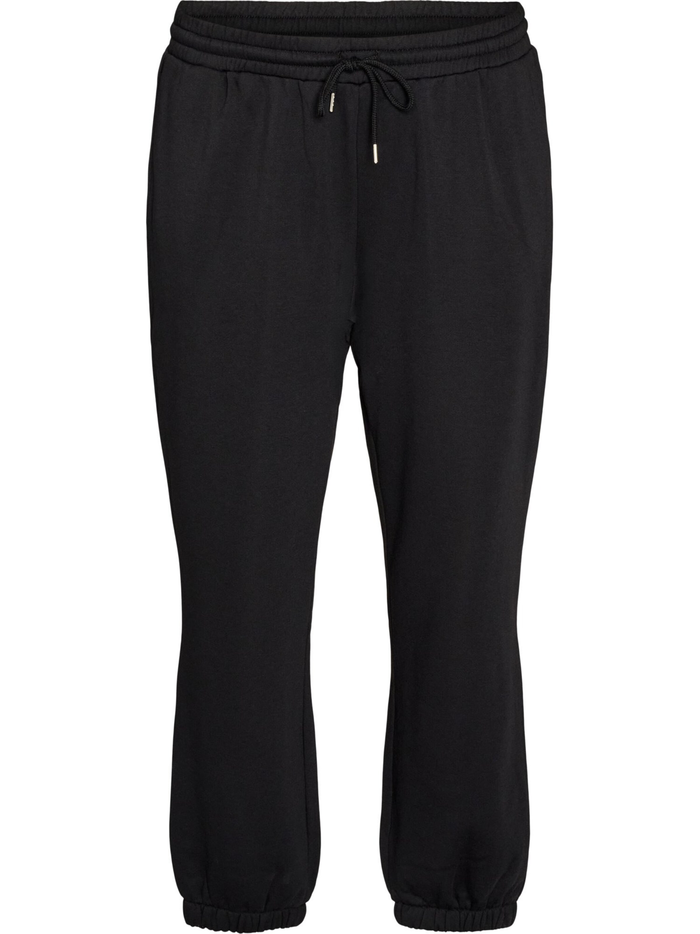 Zizzi Regular Hosen 'FLAMELA' in Schwarz: Vorderseite