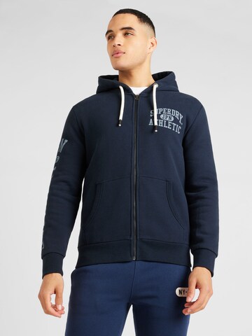 Superdry Sweat jacket 'Athletic' in Blue: front