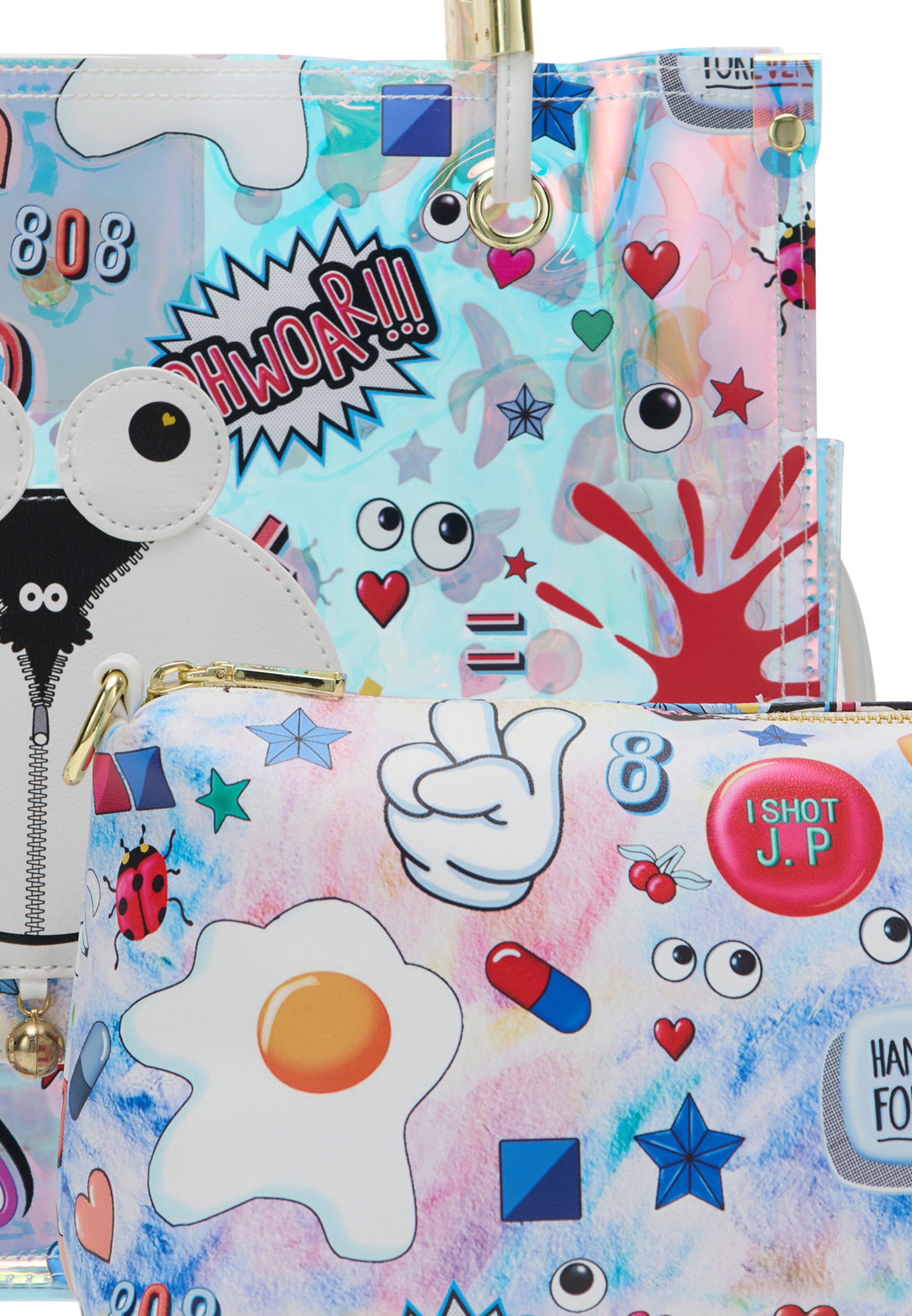 MYMO "Чанта тип ""Shopper""" 'Pop Eyetheme' в синьо