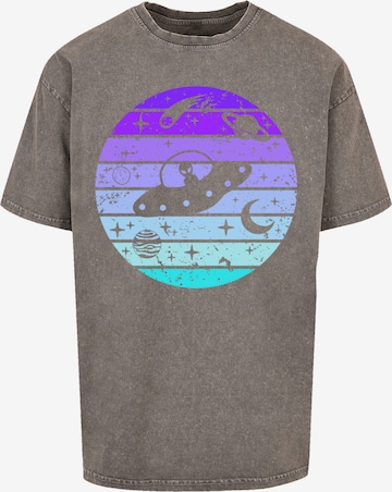 F4NT4STIC Shirt 'Retro Alien Weltraum Sonnenuntergang' in Grey: front
