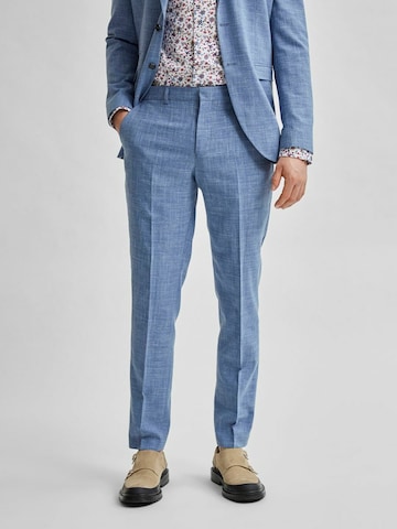 SELECTED - Slimfit Pantalón de pinzas 'Oasis' en azul: frente