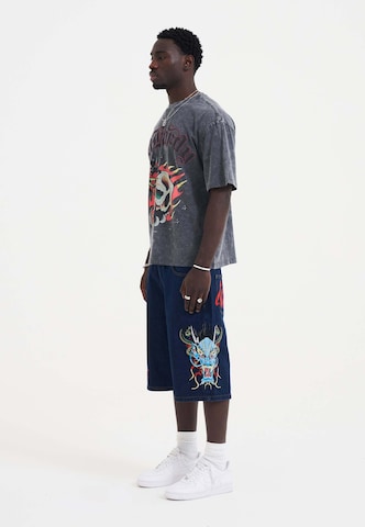 Ed Hardy T-Shirt 'Skull Out Of Hell' in Grau