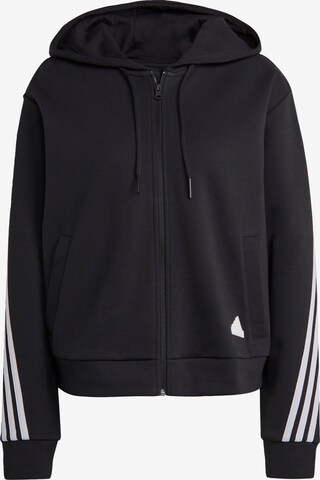 ADIDAS SPORTSWEAR Athletic Zip-Up Hoodie 'Future Icons 3-Stripes ' in Black: front