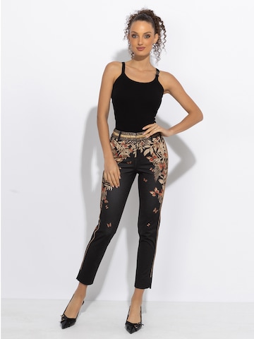 JIORO Regular Trousers 'MIDNIGHT BUTTERFLIES' in Black