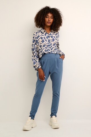 Kaffe Skinny Pleat-Front Pants 'Jillian' in Blue