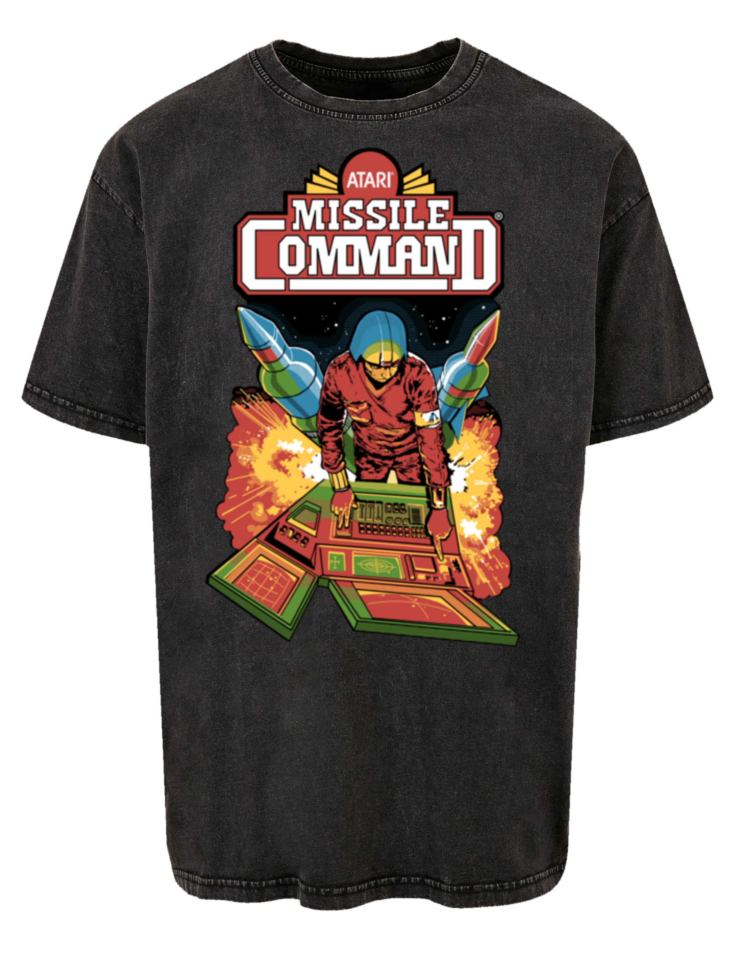 F4NT4STIC Shirt 'Arcade Game Atari' in Zwart: voorkant