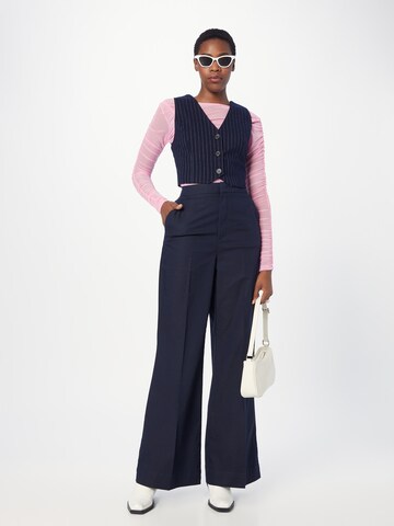 QS Wide Leg Hose in Blau