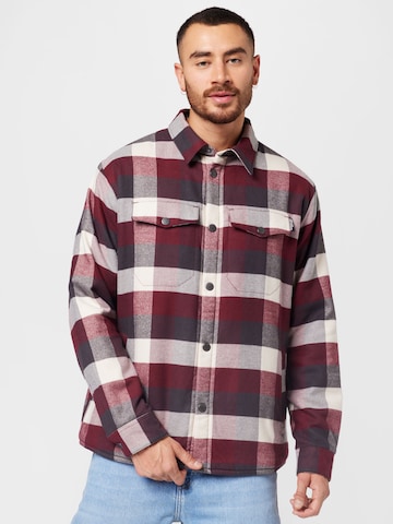 JACK WOLFSKIN Regular fit Athletic Button Up Shirt 'FELSENWEG' in Red: front