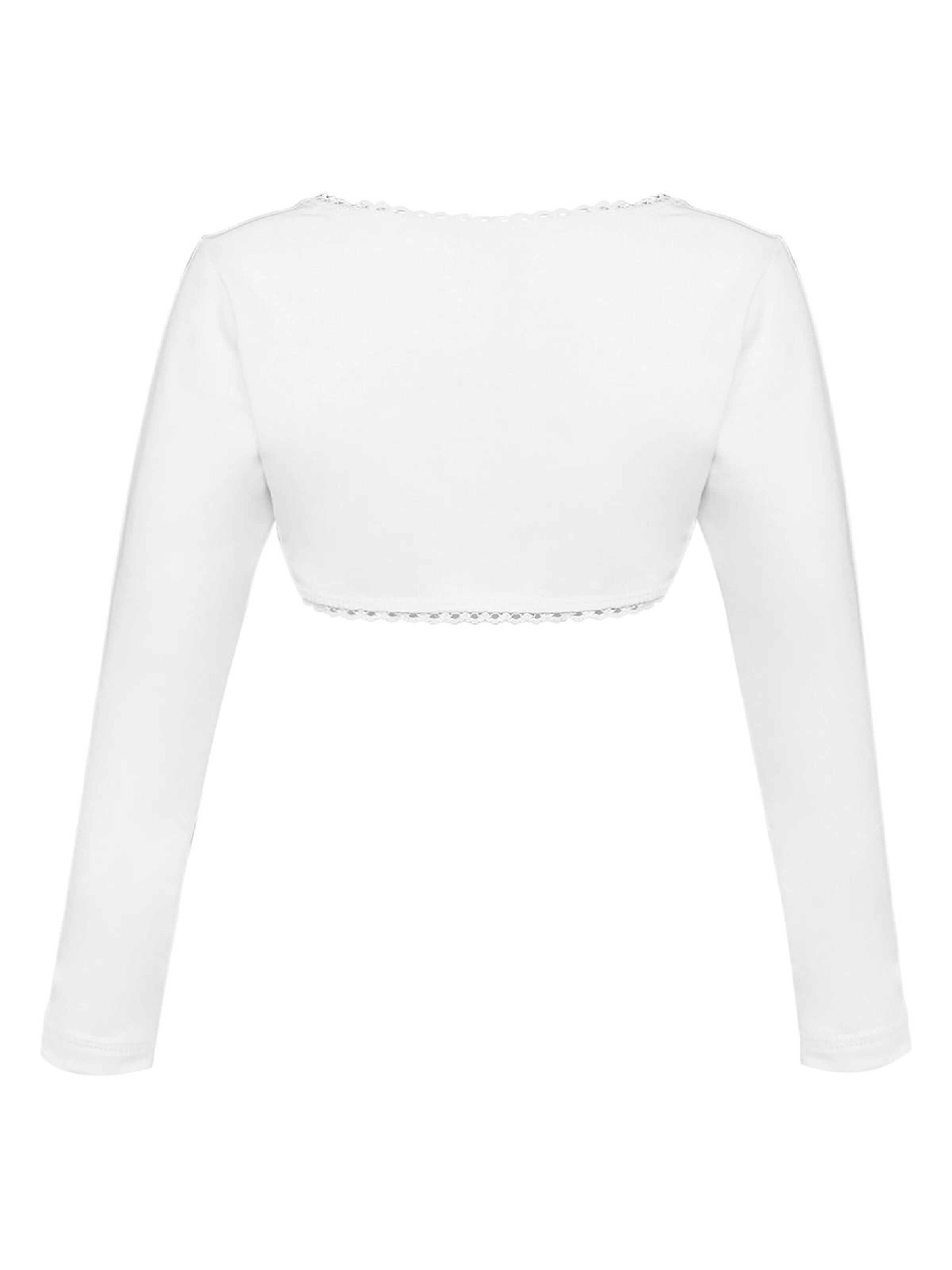 La V Bodywarmer 'Bolero met kant kraag' in Wit