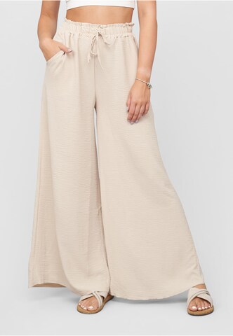 Wide Leg Pantalon Cloud5ive en beige : devant