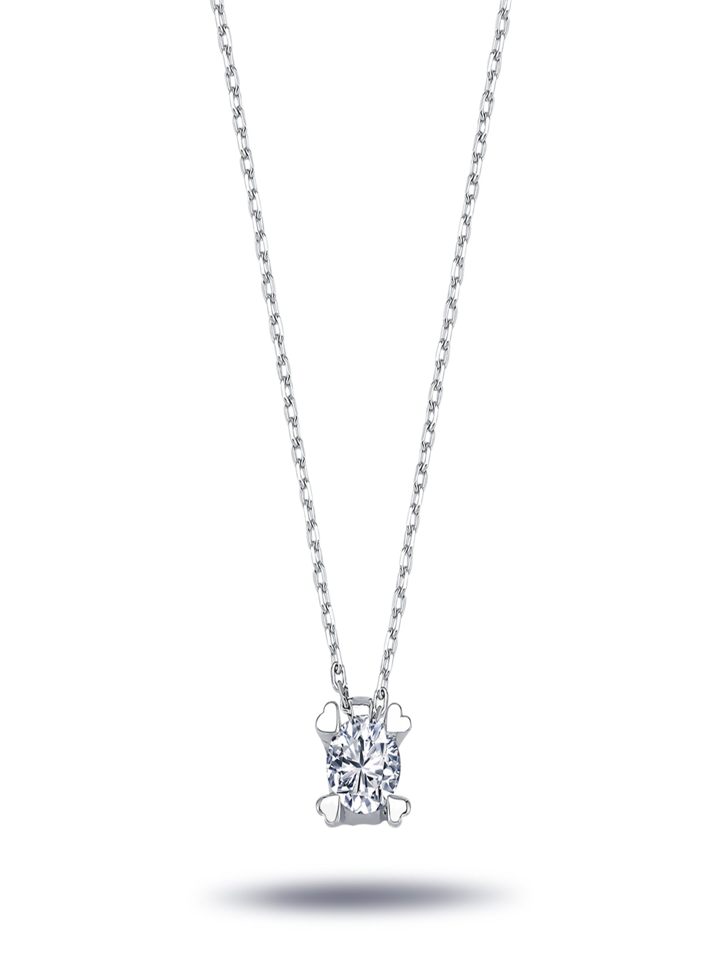 EinStein Diamant Anhänger 'Herz Fassung Collier Halskette mit 0,32 Carat Solitär-Diamant in 14 Karat 585er Weißgold'‌‌‌‌‌‌‌‌‌ in Weiß: Vorderseite