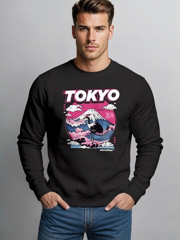 Neverless Sweatshirt 'Tokyo Fuji' in Black