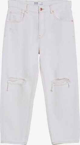 Loosefit Jean Bershka en blanc : devant