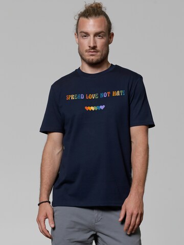 T-Shirt ' Spread Love not Hate ' Watapparel en bleu : devant