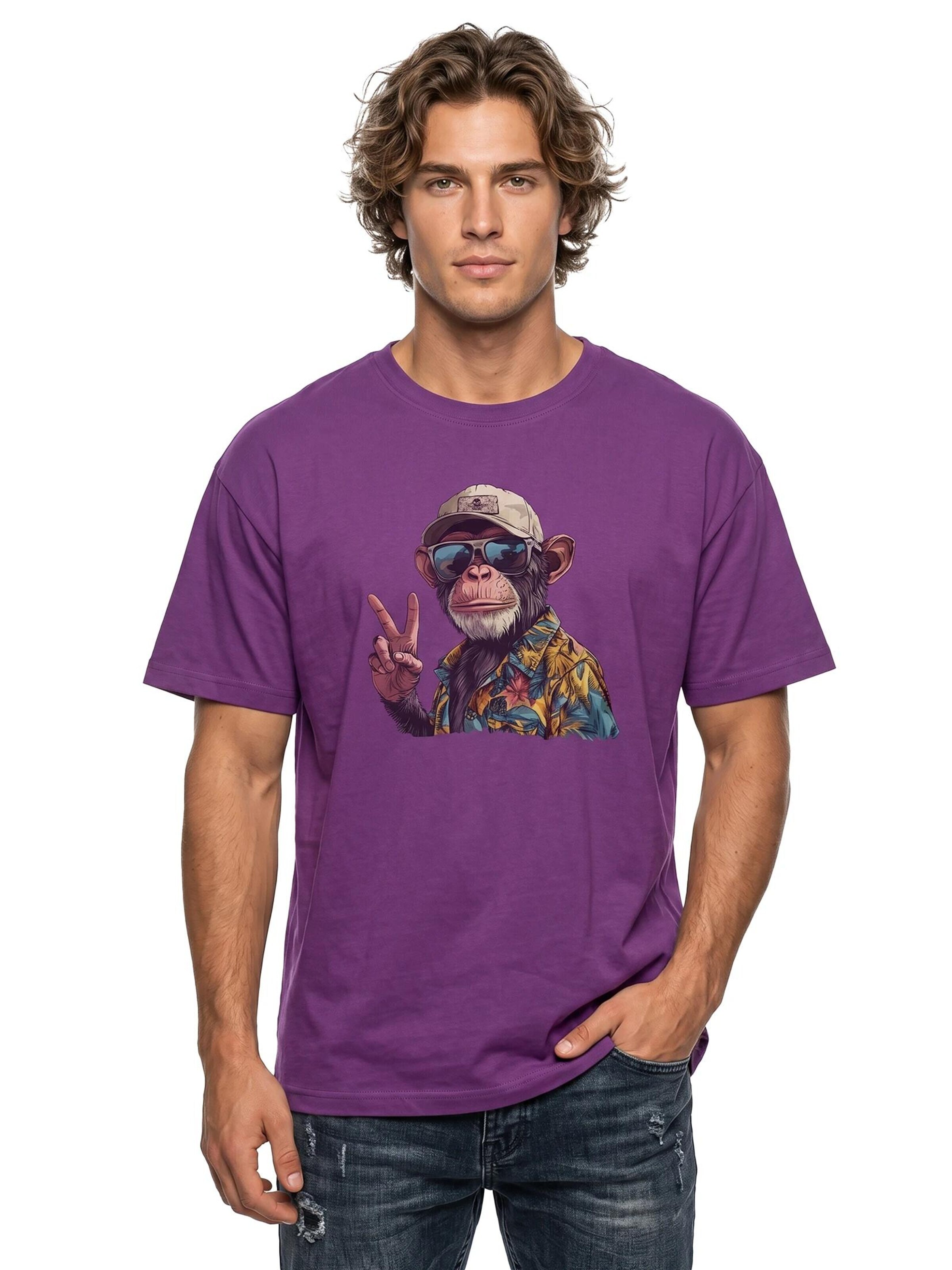 MAKAYA Shirt 'Peace Affe' in Purple