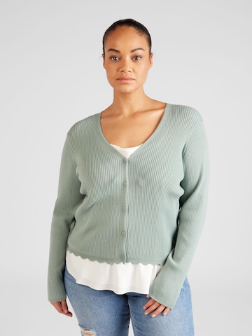 ABOUT YOU Curvy Knit Cardigan 'Taria Cardigan' in Green: front