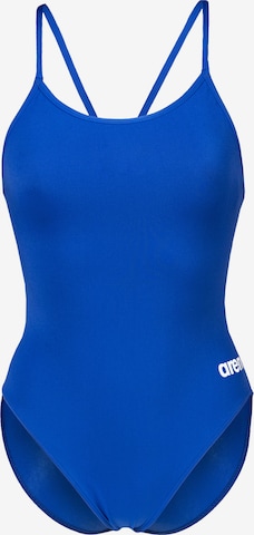 ARENABustier Jednodijelni kupaći kostim 'Lace Back Solid' - plava boja: prednji dio