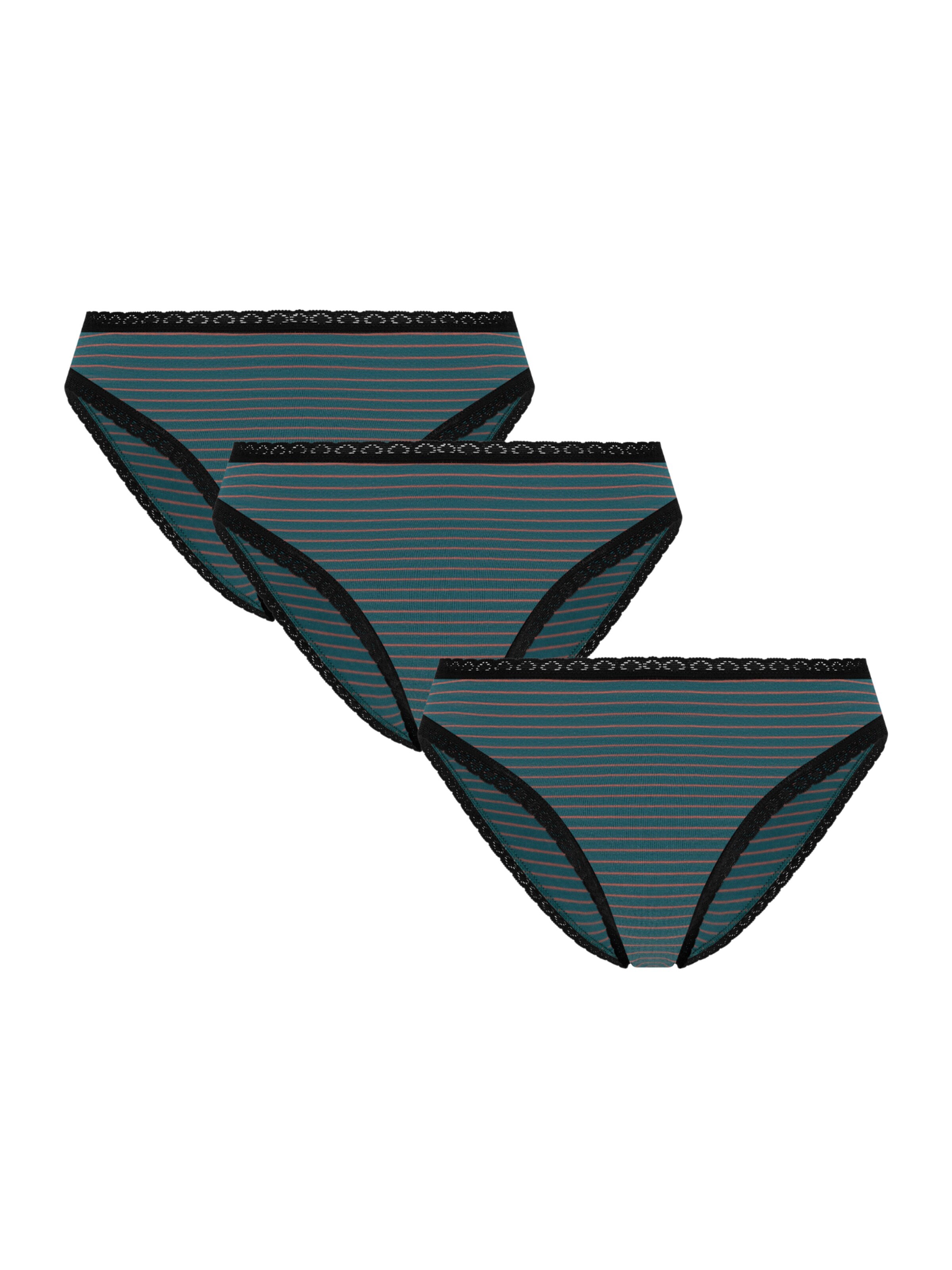 Albero Natur Panty 'Bio-Baumwoll-Slip mit Spitze – 3er Pack' in Green: front
