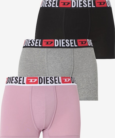 DIESEL Bokserice 'DAMIEN' veličine S u siva melange / ružičasto crvena / crna / bijela, Pregled proizvoda