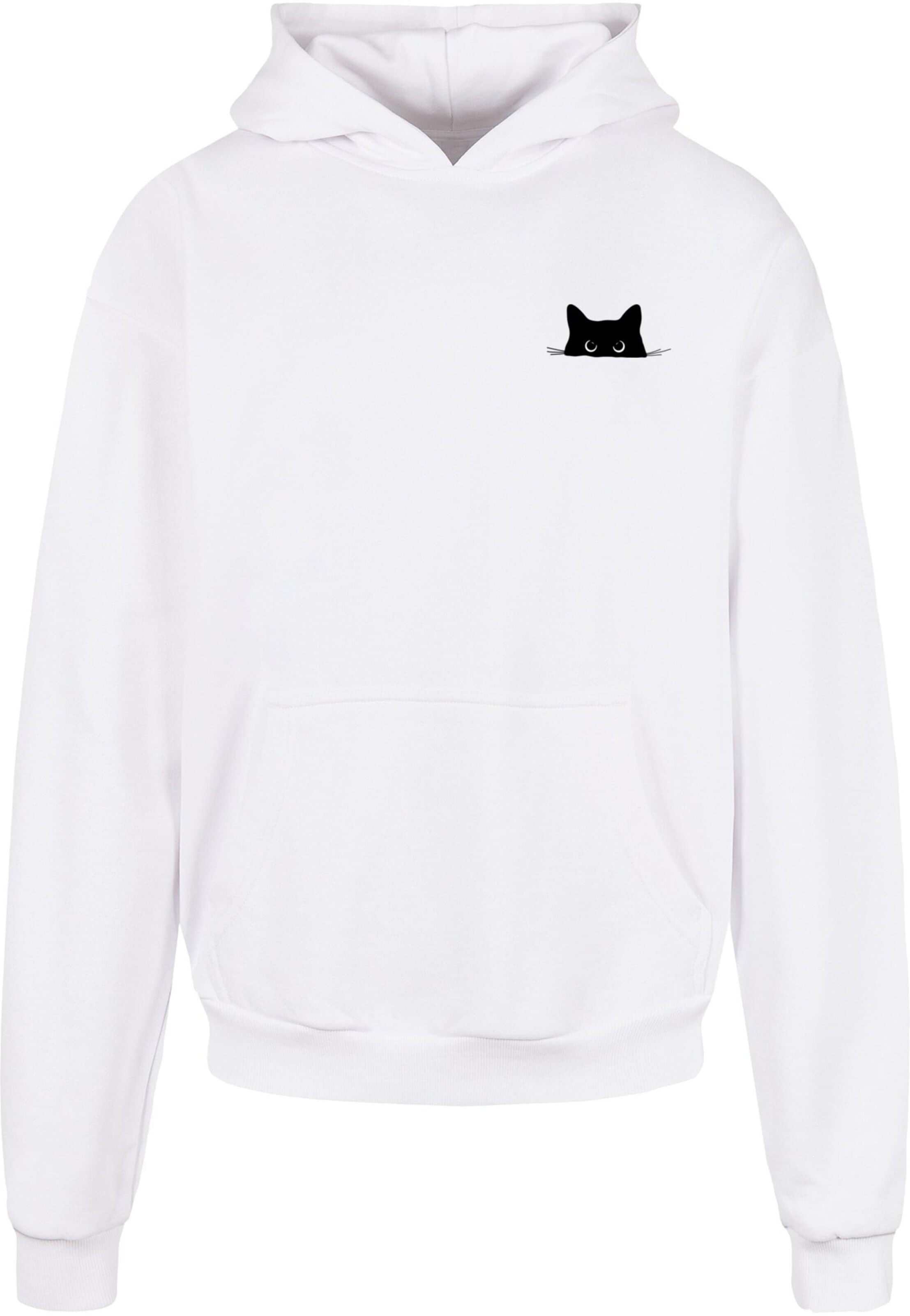 Merchcode Sweatshirt 'Halloween - Cat' i vit: framsida