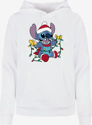 ABSOLUTE CULT Sweatshirt 'Lilo And Stitch - Christmas Lights' in White: front