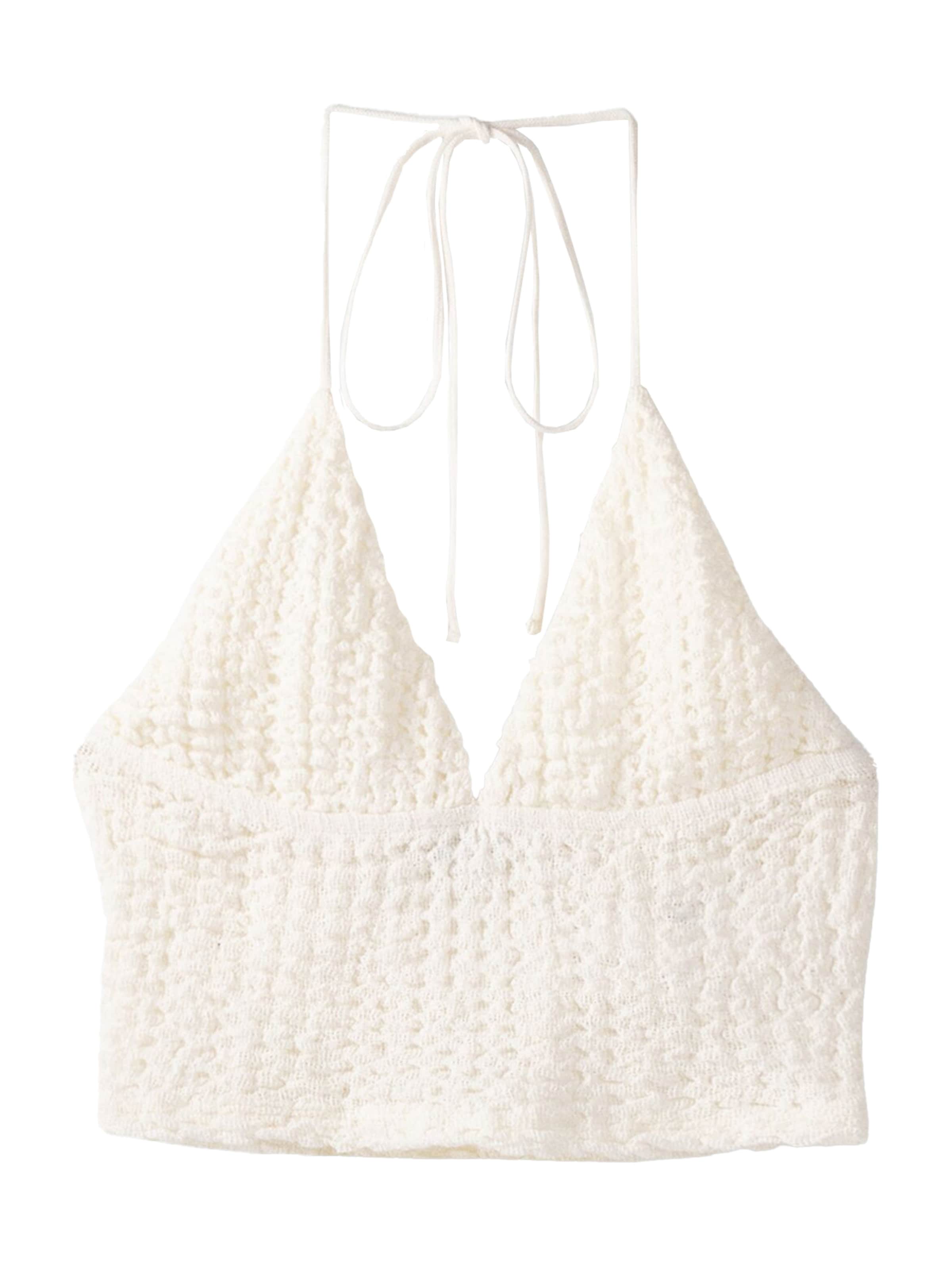 Bershka Knitted top in White: front
