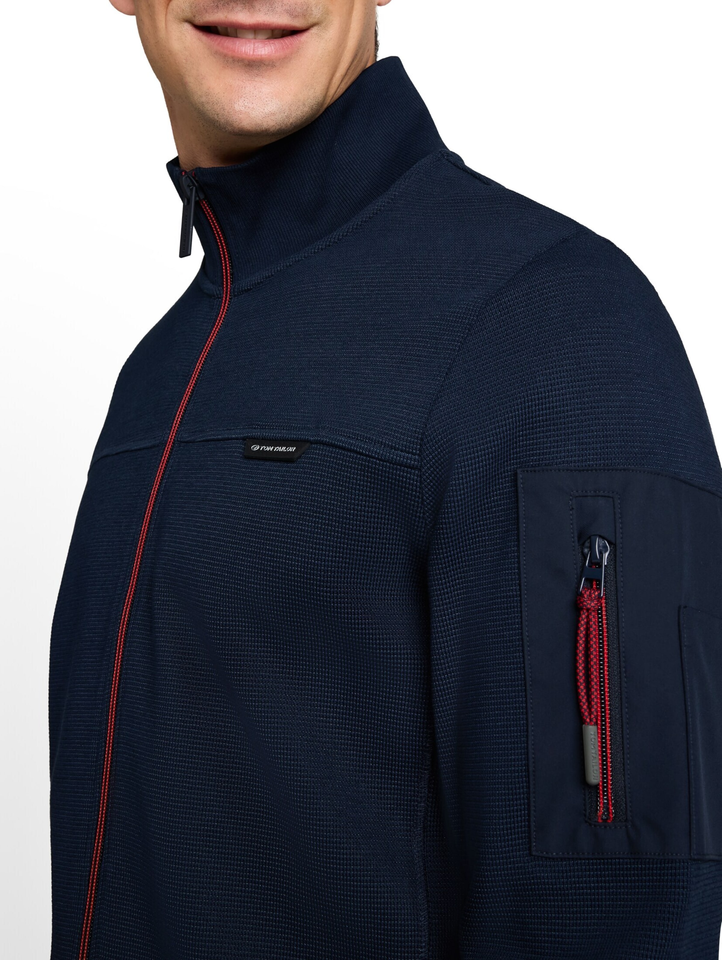 TOM TAILOR Zip-Up Hoodie in Blue