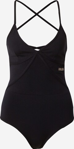 Karo Kauer Shirt Bodysuit in Black: front