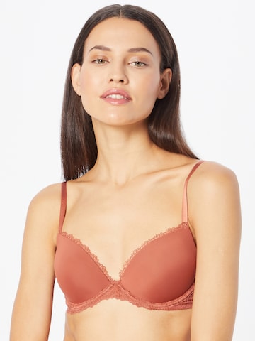 Calvin Klein Push-up Podprsenka 'DEMI' – hnědá: přední strana