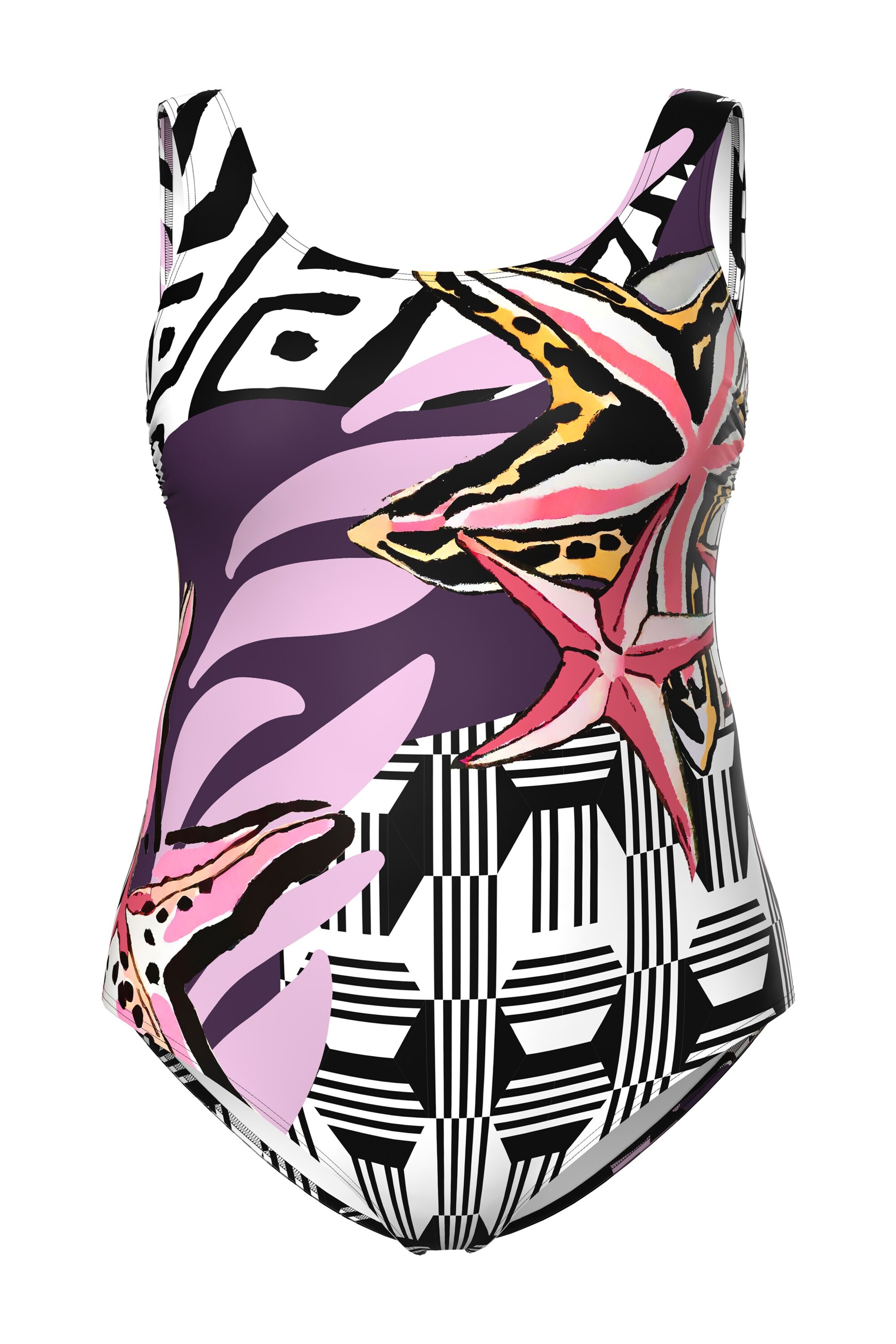 Ulla Popken Bustier Badpak in Gemengde kleuren: voorkant