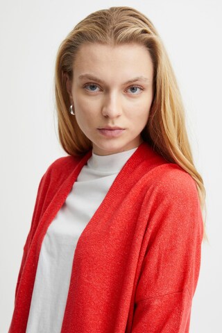 ICHI Knit Cardigan in Red