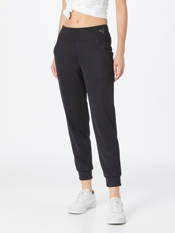 PUMA Tapered Workout Pants in Black: front