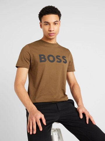 BOSS T-shirt 'Thinking 1' i grön: framsida