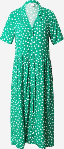 Monki - Vestido camisero en verde: frente